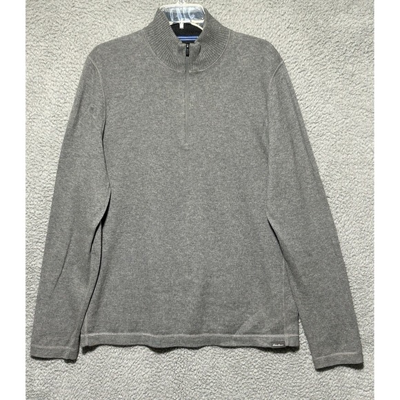 Eddie Bauer Other - Gray Cotton Wool Blend 1/4 Zip Eddie Bauer Pullover Sweater Mens Medium